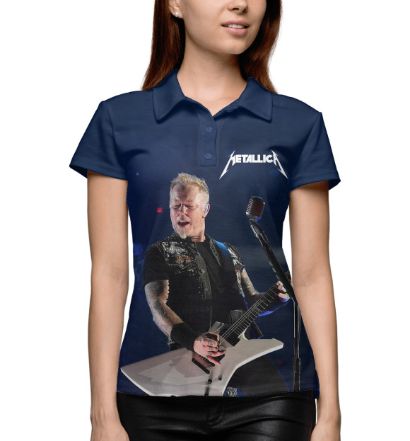 Женское поло с изображением Metallica цвета Белый