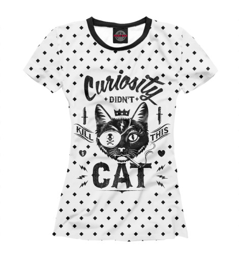 

Футболки Print Bar, Белый, Curiosity Cat