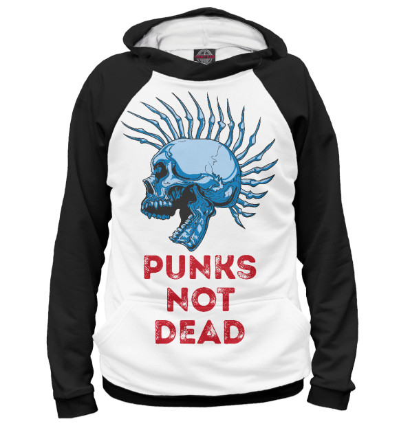 Худи для девочки с изображением Punks not dead цвета Белый