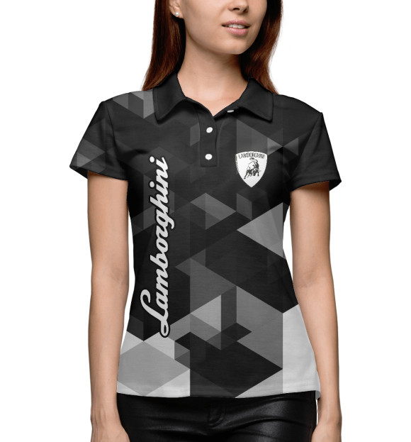 Женское поло с изображением Lamborghini цвета Белый