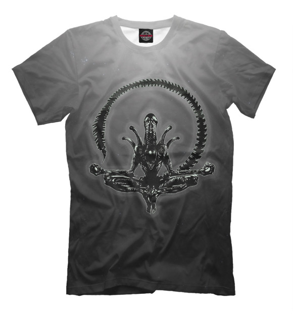Мужская футболка с изображением Alien цвета Серый