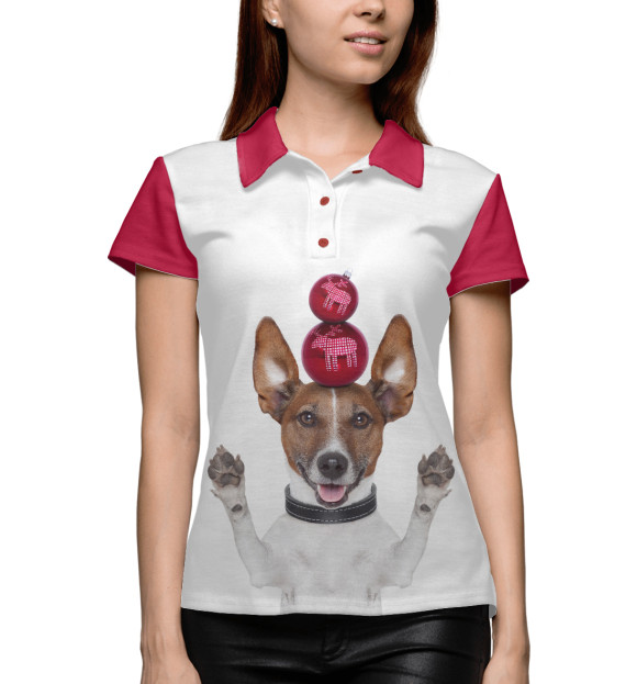 Женское поло с изображением Джек Рассел цвета Белый