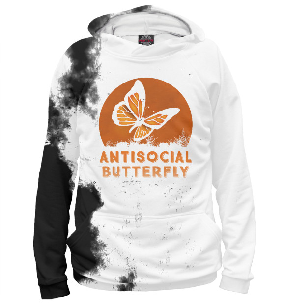 Женское худи с изображением Antisocial Butterfly цвета Белый