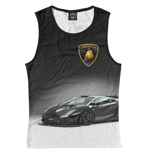 Майка для девочки с изображением Lamborghini цвета Белый