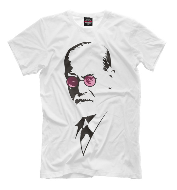 Мужская футболка с изображением Зигмунд Фрейд цвета Молочно-белый