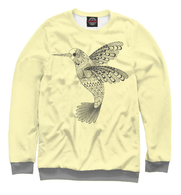 Мужской свитшот с изображением Колибри цвета Белый