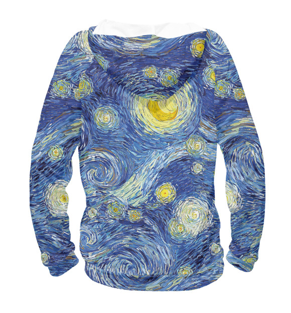 Женское худи с изображением Звездное небо Ван Гога цвета Белый
