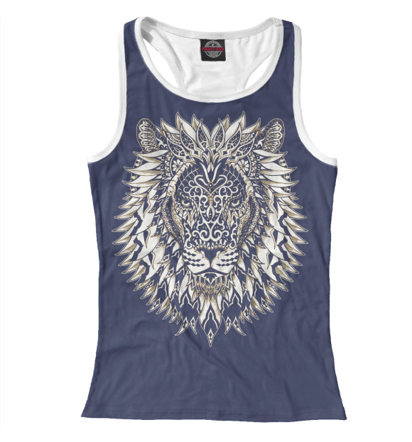 Женская майка-борцовка с изображением Лев антистресс цвета Белый