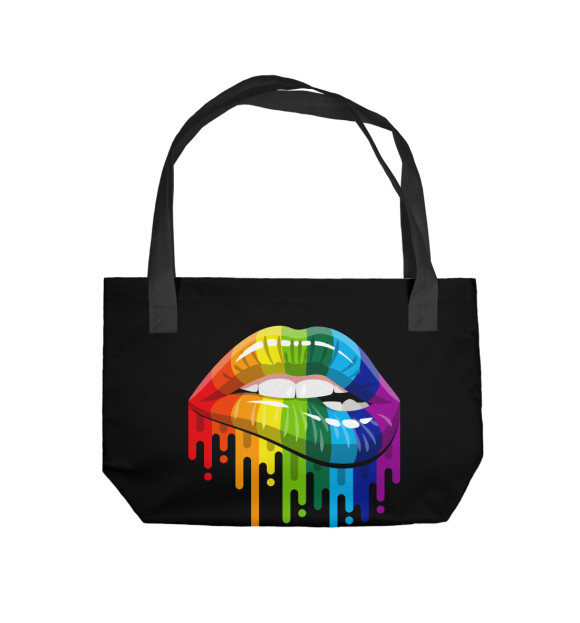Пляжная сумка с изображением Rainbow Lips цвета 