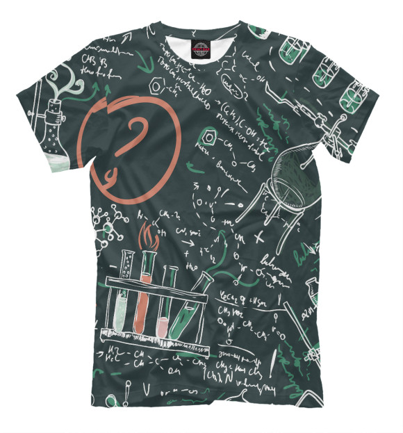 Мужская футболка с изображением химия-физика цвета Черный
