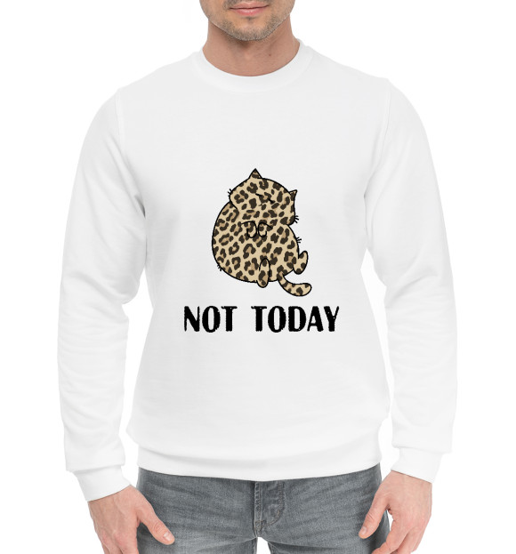 Мужской хлопковый свитшот с изображением not today цвета Белый