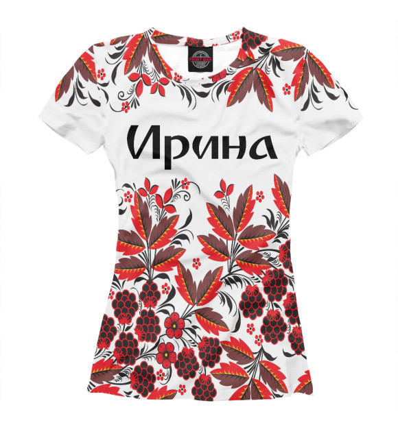 Футболка для девочек с изображением Ирина роспись хохлома цвета Белый