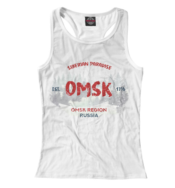 Женская майка-борцовка с изображением Омск цвета Белый