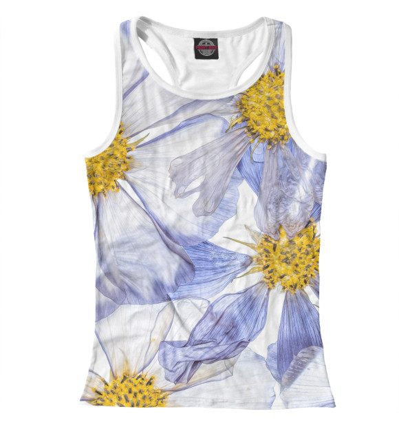 Женская майка-борцовка с изображением Цветы цвета Белый