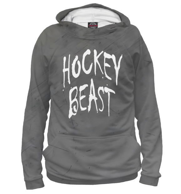 Женское худи с изображением Hockey Beast цвета Белый
