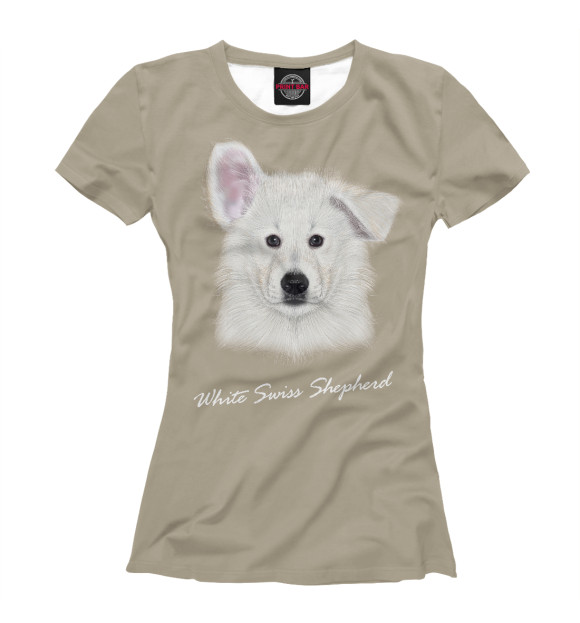 Женская футболка с изображением White swiss shepherd цвета Белый