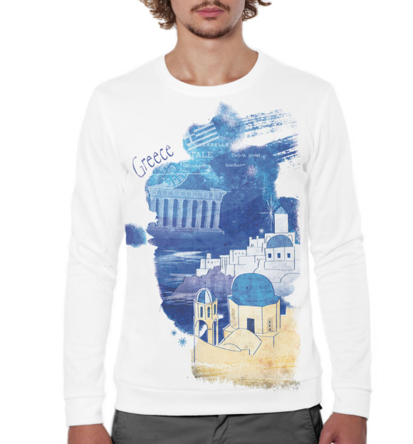 Мужской свитшот с изображением Греция цвета Белый