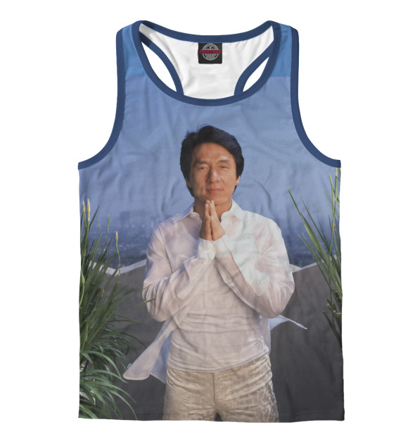 Мужская майка-борцовка с изображением Джеки Чан цвета Белый