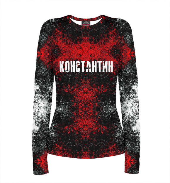 Женский лонгслив с изображением Константин цвета Белый