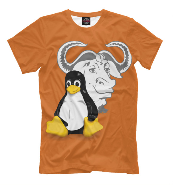 Мужская футболка с изображением GNU/Linux цвета Светло-коричневый