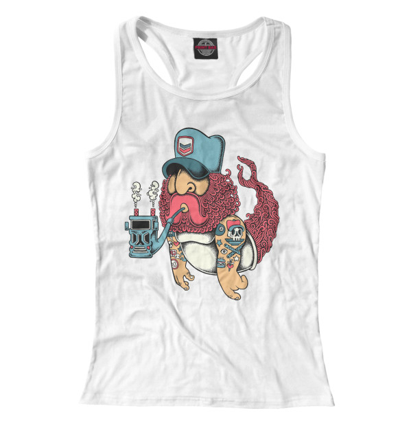 Женская майка-борцовка с изображением Моряк цвета Белый