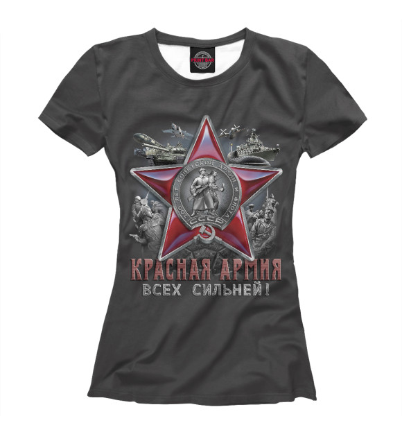 Женская футболка с изображением Красная армия цвета Белый