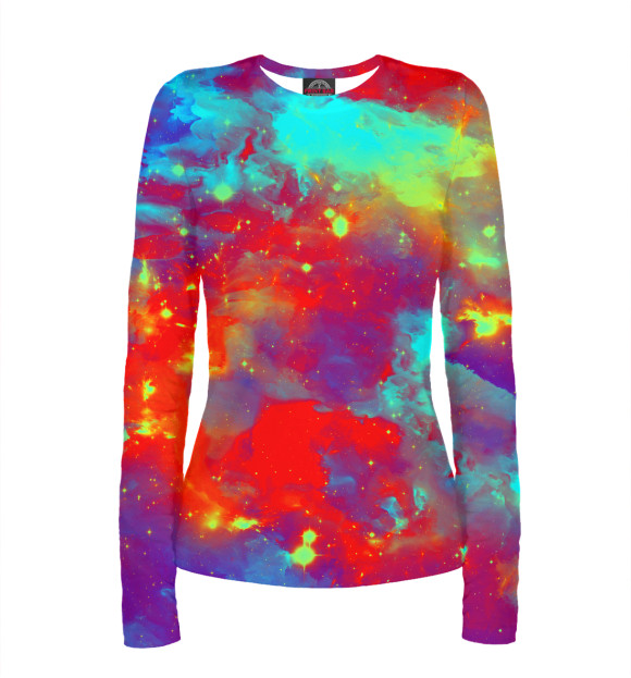 Женский лонгслив с изображением Космический цвета Белый