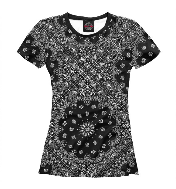 Футболка для девочек с изображением Paisley Black цвета Белый