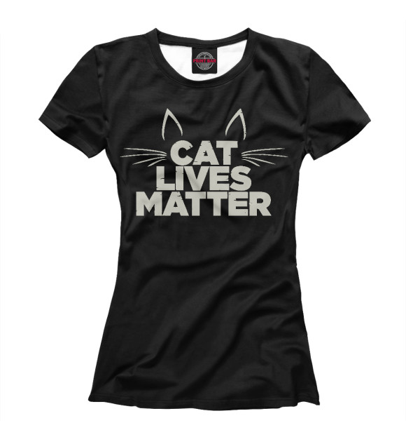 Футболка для девочек с изображением Cat Lives Matter цвета Белый