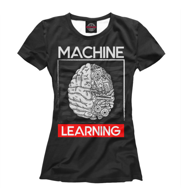 Женская футболка с изображением Machine Learning Brain цвета Белый