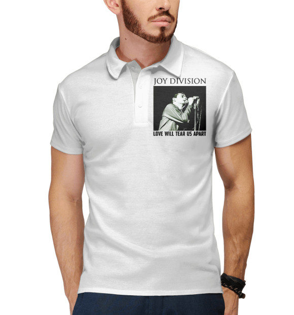 Мужское поло с изображением Joy Division цвета Белый