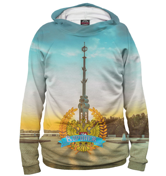 Мужское худи с изображением Воронеж цвета Белый