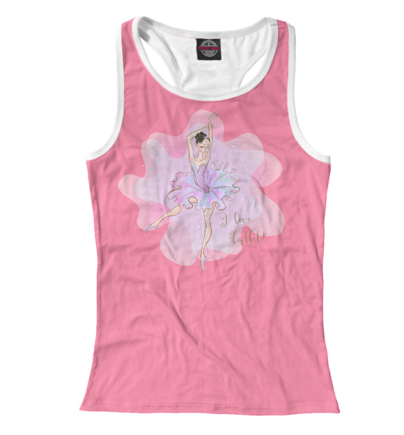 Женская майка-борцовка с изображением I love ballet цвета Белый