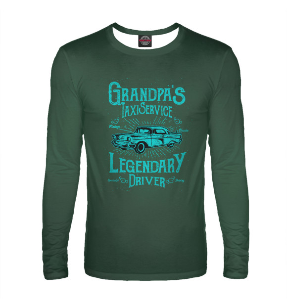 Мужской лонгслив с изображением Grandpa's Taxi Service цвета Белый