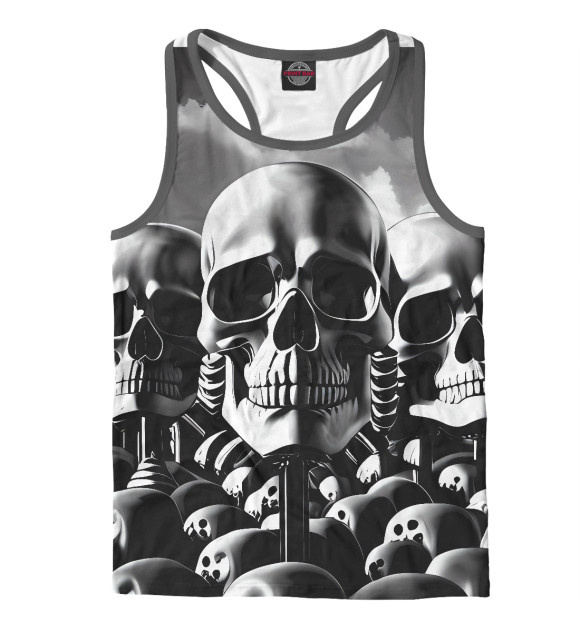 Мужская майка-борцовка с изображением Memento Mori скелеты цвета Белый