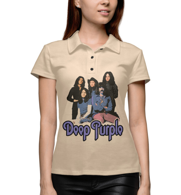 Женское поло с изображением Deep Purple цвета Белый