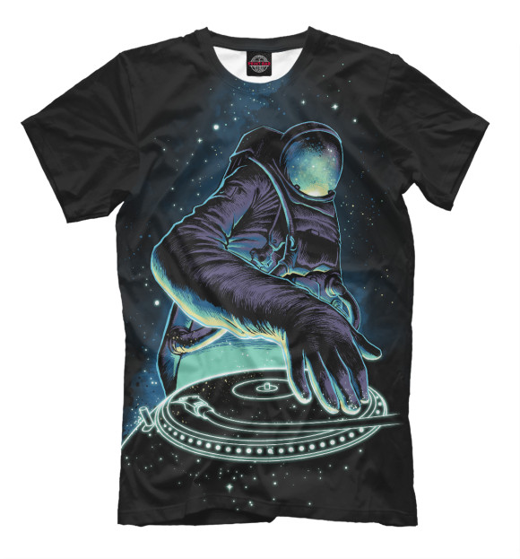 Мужская футболка с изображением Космический Диджей цвета Черный