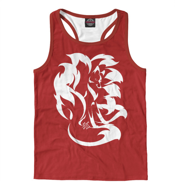 Мужская майка-борцовка с изображением Девятихвостая лиса цвета Белый