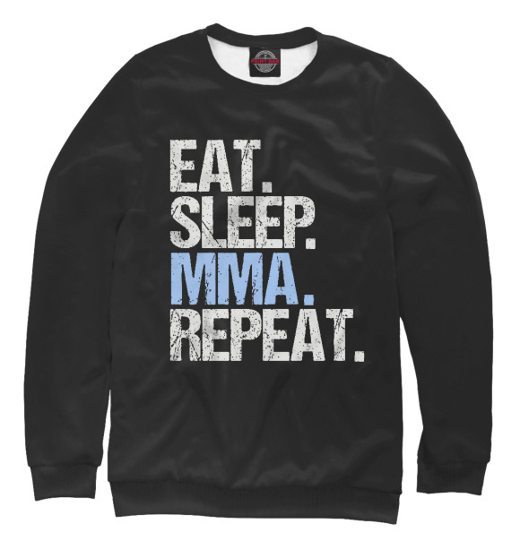 Мужской свитшот с изображением Eat - Sleep - MMA цвета Белый