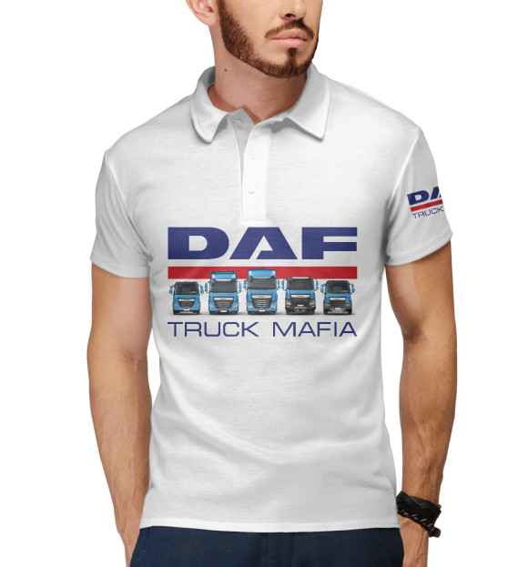 Мужское поло с изображением DAF Truck Mafia цвета Белый
