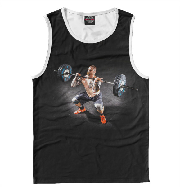 Майка для мальчика с притом Штанга цвета Белый Майка для мальчика с изображением Штанга цвета Белый