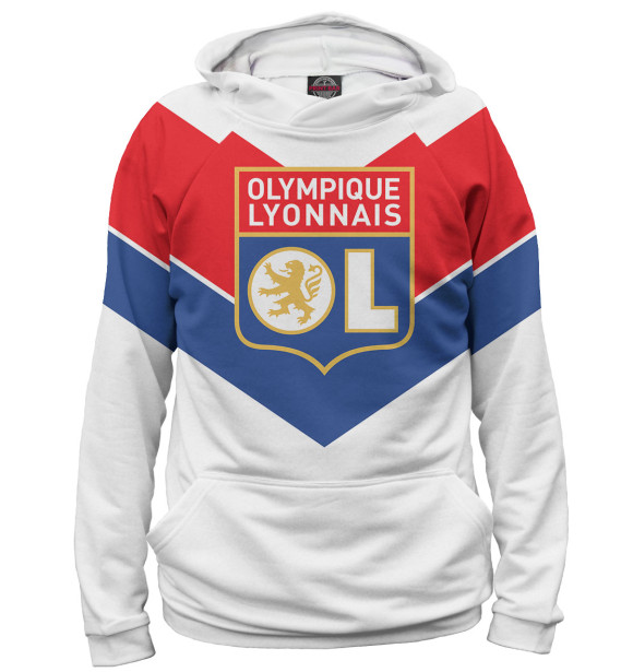 Мужское худи с изображением Olympique lyonnais цвета Белый