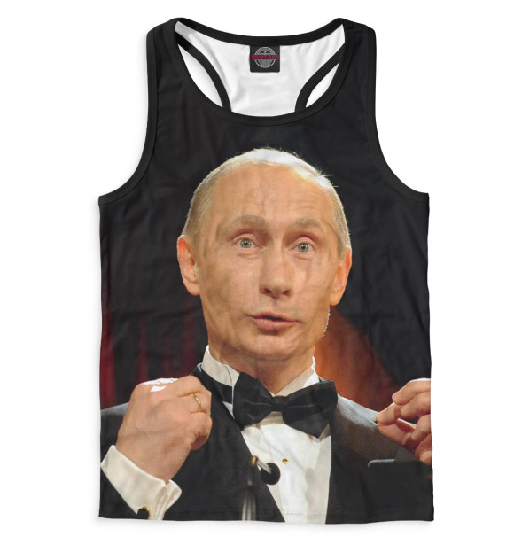 Мужская майка-борцовка с изображением Путин цвета Белый