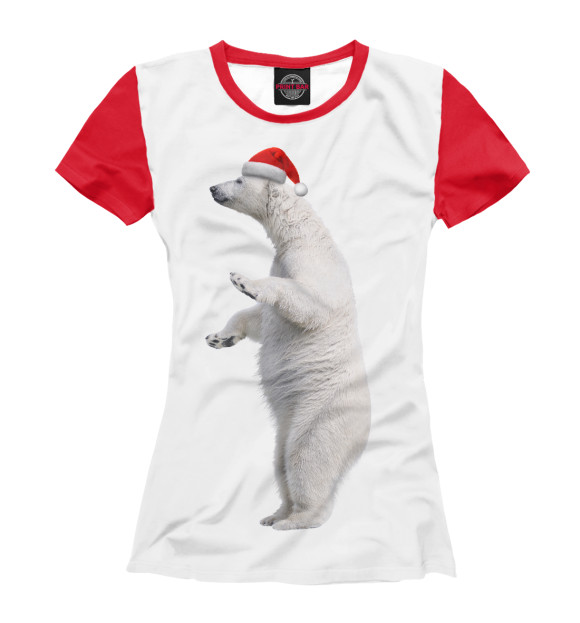 Женская футболка с изображением Северный мишка цвета Белый