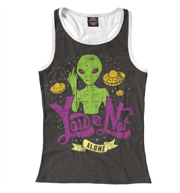 Женская майка-борцовка с изображением Вы не одиноки цвета Белый