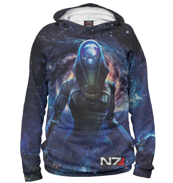 Женское худи с изображением Mass Effect цвета Белый