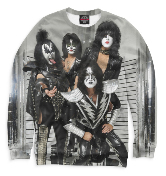 Мужской свитшот с изображением KISS цвета Белый
