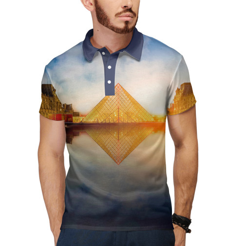 

Поло Print Bar, Белый, Лувр