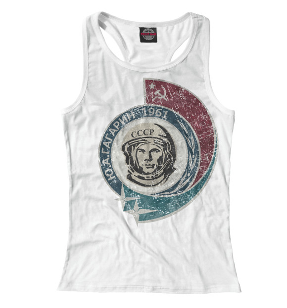 Женская майка-борцовка с изображением Юрий Гагарин цвета Белый