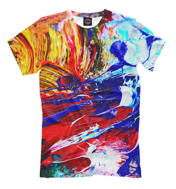Мужская футболка с изображением Абстрактные краски цвета Молочно-белый